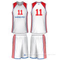 Micro Mesh Silk Screen Fully Sublimated Basketball Uniforms Red / White